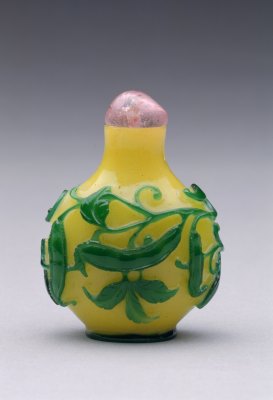 图片[2]-Yellow ground with green glass grasshopper picture snuff bottle-China Archive